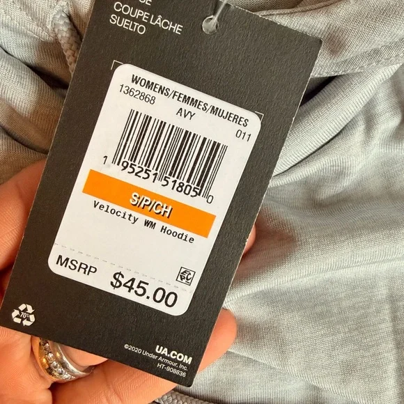 Under Armour Light Gray Hooded Long Sleeve Top - Picture 7 of 7